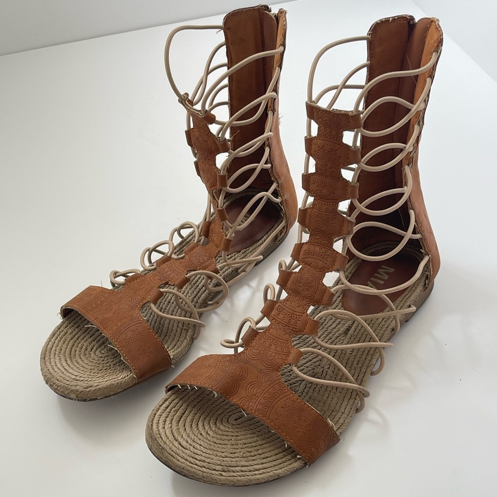 MIA Livi Gladiator Boho Sandal - Tan Faux Leather - 8.5